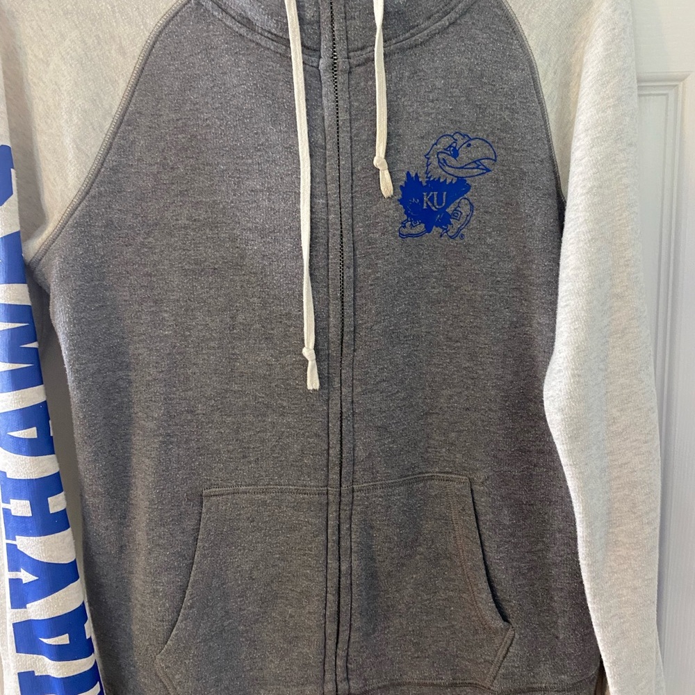 Victoria’s Secret Pink Kansas Jayhawks zip up Blue and Gray Jacket